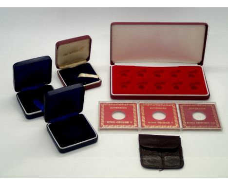 Six sovereign cases and a box for holding ten half sovereigns. P&amp;P group 1 (£16 for the first item and £1.50 for subseque