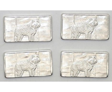 Four 2.5g pure silver Wildlife bars. P&amp;P group 1 (£16 for the first item and £1.50 for subsequent items) 