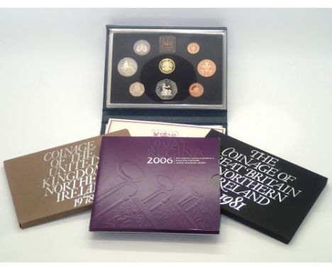 2006 Royal Mint silver crown and three UK proof coin sets, 1978, 1981, 1983. P&amp;P group 1 (£16 for the first item and £1.5