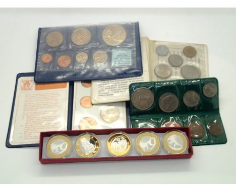 Coin sets to include Cook Island, Ireland and Spain; UK First Decimal Coins and novelty risque six Euro set. P&amp;P group 1 