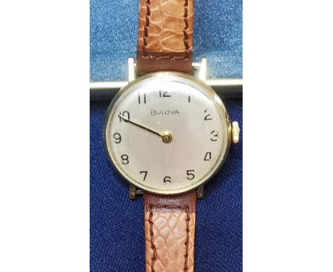 Ladies Bulova M9 Gold Plated Mechanical Wristwatch. Working at lotting up. P&amp;P group 1 (£16 for the first item and £1.50 