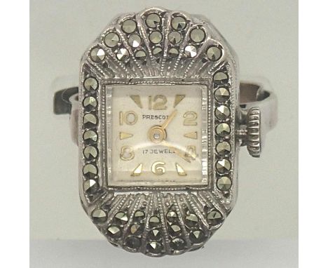 1940s marcasite 17 jewels wristwatch. P&amp;P group 1 (£16 for the first item and £1.50 for subsequent items) 