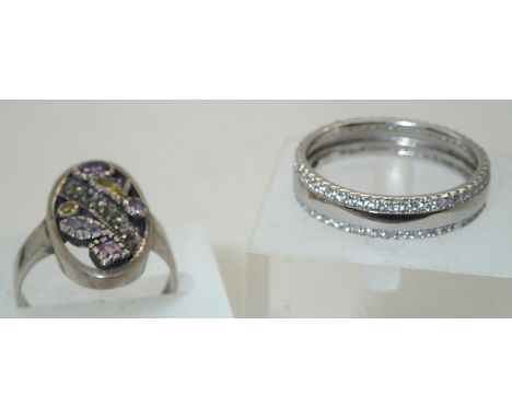 Two silver rings sizes L and P/Q. P&amp;P group 1 (£16 for the first item and £1.50 for subsequent items) 