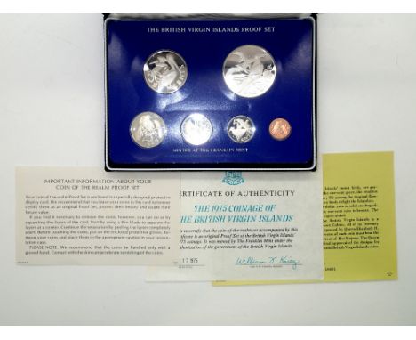 British Virgin Islands 1975 Proof Set of coins depicting Exotic Birds, including a sterling silver $1 Coin. P&amp;P group 1 (