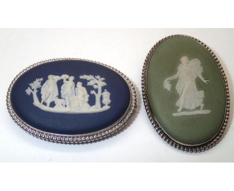 Two silver mounted Wedgwood brooches each 42 x 30 mm. P&amp;P group 1 (£16 for the first item and £1.50 for subsequent items)