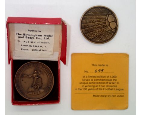 RAC 1955 Veterans Car Run medal and Wolves limited edition medal. P&amp;P group 1 (£16 for the first item and £1.50 for subse