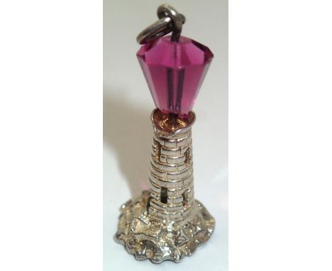 Sterling silver solid lighthouse charm. P&amp;P group 1 (£16 for the first item and £1.50 for subsequent items) 