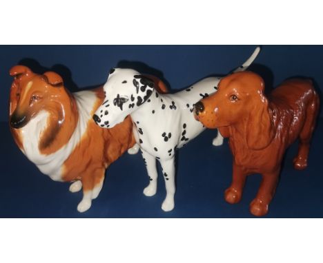 Three Beswick Dogs to include :Collie "Lochinvar of Ladypark" - No. 1791 in gloss 5.75"Cocker Spaniel "Horseshoe Primula" - N