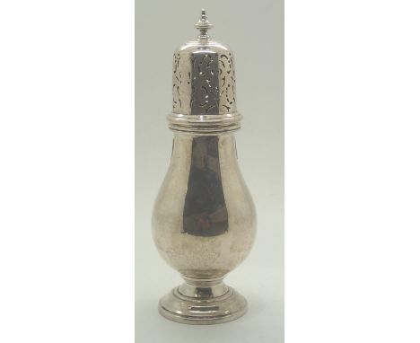 Hallmarked silver sugar sifter assay Chester 1843 maker SB &amp; S LTD 149g. Small dent to cap, otherwise good condition P&am