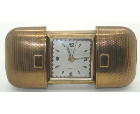 Cyryn brass travel alarm clock working at lotting up. P&amp;P group 1 (16 for the first item and £1.50 for subsequent items) 