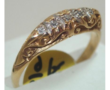 Ladies antique 18ct gold five stone diamond ring size N 3.5g. P&amp;P group 1 (£16 for the first item and £1.50 for subsequen