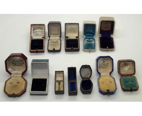 Twelve antique and vintage ring boxes including a Victorian double ring box. P&P group 1 (£16 for the first item and £1.50 fo