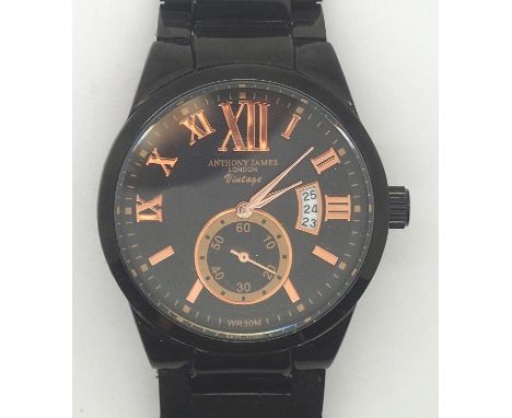 New old stock Anthony James boxed vintage wristwatch requiring a battery. P&amp;P group 1 (£16 for the first item and £1.50 f