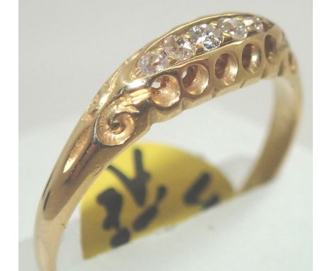 Ladies 18ct gold antique five stone diamond ring size P 2.4g. P&amp;P group 1 (£16 for the first item and £1.50 for subsequen