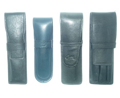 Four empty leather pen holders including Cross and Yard-O-Led. P&amp;P group 1 (16 for the first item and £1.50 for subsequen