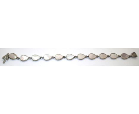 Mother of pearl stone set bracelet with fancy clasp. P&amp;P group 1 (£16 for the first item and £1.50 for subsequent items) 