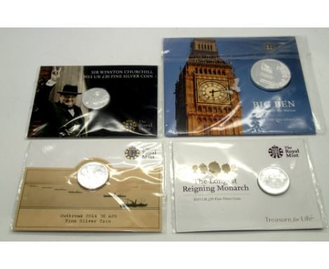 Three Royal Mint £20 coins and a commemorative Big Ben £100 coin. P&amp;P group 1 (£16 for the first item and £1.50 for subse
