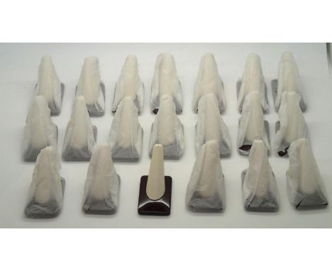 Twenty leather and wood effect ring stands. P&amp;P group 1 (£16 for the first item and £1.50 for subsequent items) 