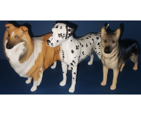 Three Beswick Dogs to include :Collie "Lochinvar of Ladypark" - No. 1791 in matt 5.75"Alsatian "Ulrica of Brittas" - No.969 i