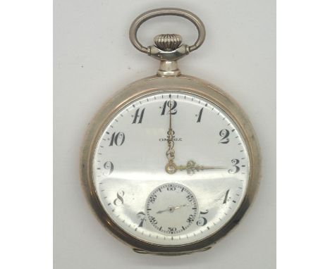 Vintage silver Omega pocket watch 800 grade, dated 1925 by inscription. P&P group 1 (£16 for the first item and £1.50 for sub