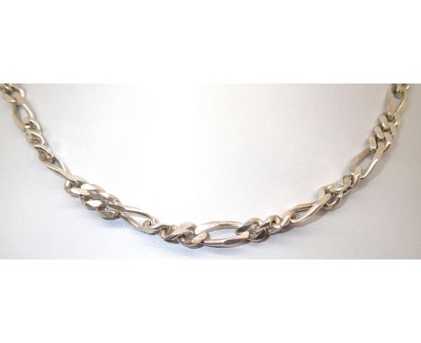 Silver solid 19" Figaro chain 50g. P&amp;P group 1 (£16 for the first item and £1.50 for subsequent items) 