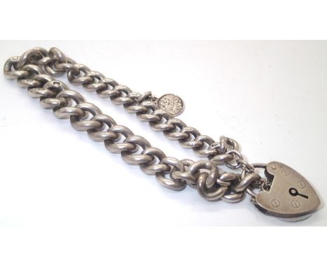 Sterling silver watch chain tapered link charm bracelet. P&amp;P group 1 (£16 for the first item and £1.50 for subsequent ite