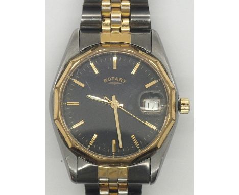 Rotary gents stainless steel wristwatch with grey dial, boxed. P&amp;P group 1 (16 for the first item and £1.50 for subsequen