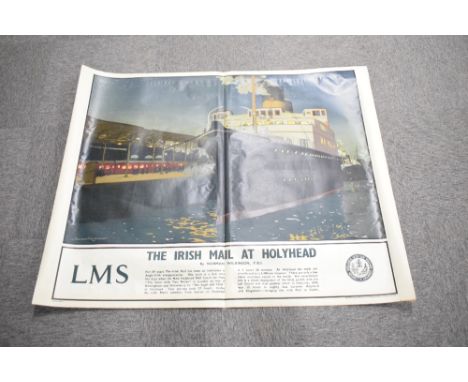 Railway Poster, Midland &amp; Scottish Railway, The Irish Mail at Holyhead  by Norman Wilkinson P.R.I, LMS,  printed in Great