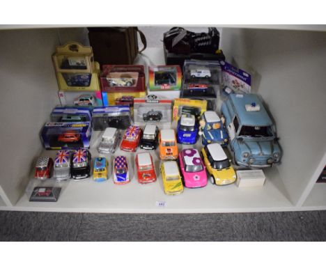 Modern Die-casts, Corgi, Oxford, Welly and similar including modern Tin Plate Police Van etc, 1 shelf, 30+ some boxed