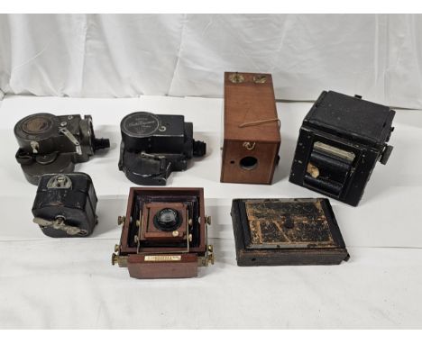 A collection of Vintage and Antique cameras including a Lancaster Instantograph 1/4 plate and a Victor Cine Camera model 3 Vi