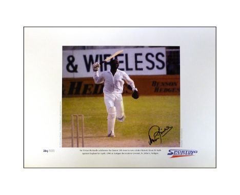 Sir Viv Richards signed limited edition print with signing photo One of the world's greatest batsmen of all time. Viv's West 