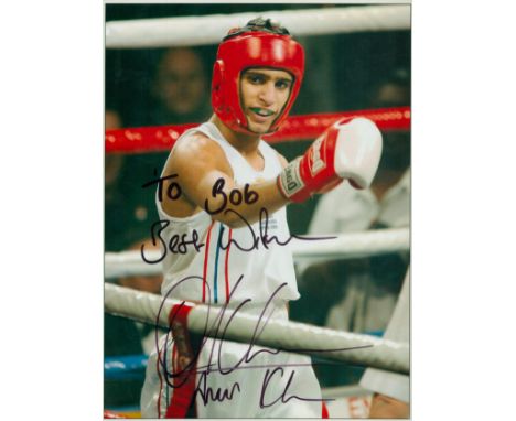 Amir Khan signed colour photo Approx. 11x8 Inch. Is a British former professional boxer who competed from 2005 to 2022. He he