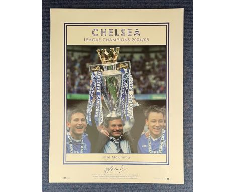 Jose Mourinho Chelsea signed 14 x 18 limited edition big blue tube photo. Photo shows Chelsea League Champions 2004/05 As Mou