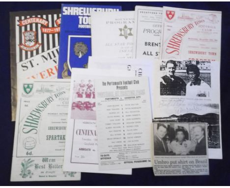 Football programmes, selection of friendlies, 1960's onwards inc. Cheadle Town v All Star X1 1991/92 signed by Brazilian lege