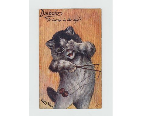 Postcard, Louis Wain, Cat card, Diablo Series 'It hit me in the eye!' (pu, 1907) (gd) (1) 