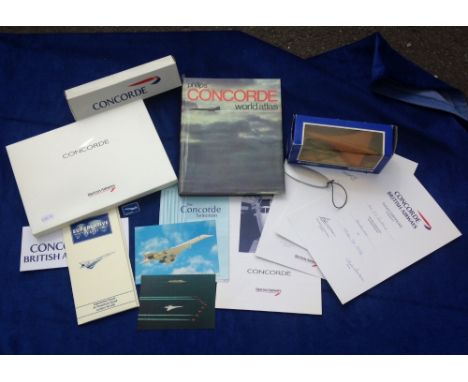 Aviation, Concorde selection, boxed Corgi model, BA boxed model (unmade), Concorde flight pack including postcard, ticket lab