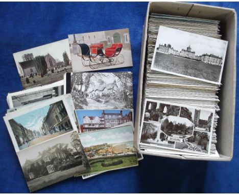 Postcards, UK views, accumulation of approx 720 cards, pre & post WW2, most areas included, b/w & colour (mixed condition, mo