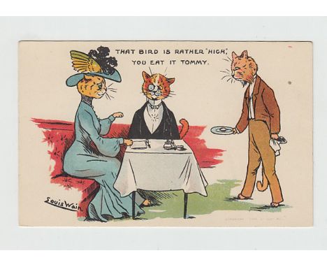 Postcard, Louis Wain, Cats, 'That bird is rather high' published by Davidson Bros, (unused, vg)