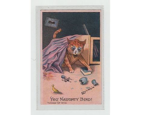 Postcards, Louis Wain, two cards from the comical cat series, 'Sweethearts' & 'You Naughty Bird' (gd) (2)