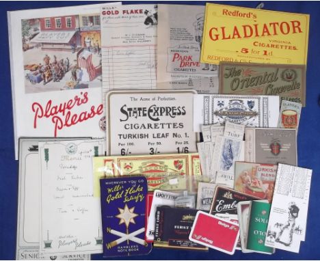 Ephemera, Cigarette advertising, selection, various ages inc. Will's Bowls marker & Ramblers' booklet, menu cards, billhead, 