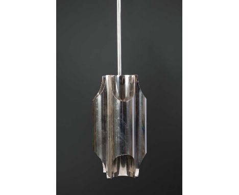 A Maison Charles 'Orgue' steel hanging lamp with four lights, 87cm highCondition report: At present, there is no condition re