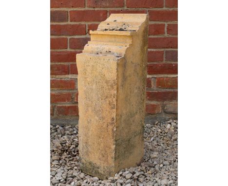 A cast reconstituted stone architectural bracket with moulded ornament 23cm wide x 72cm deep x 23cm highCondition report: Chi