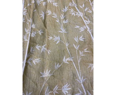 A pair of large silk bamboo lined curtains, each 580cm wide at the bottom x 252cm wide at the top x 300cm in lengthCondition 