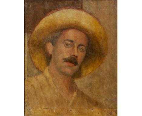 Late 19th / early 20th century school  Head and shoulder portrait of a gentleman in a broad brimmed hat, oil on canvas, 50cm 