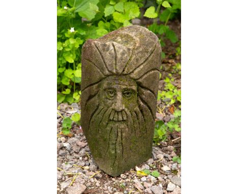 An old hand carved stone corbel of a bearded gentleman, approximately 18cm wide x 31cm highCondition report: At present, ther