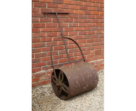 A 19th century cast iron garden roller, 67cm wide x 135cm highCondition report: all over surface rust