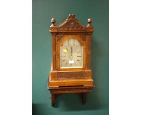 A late Victorian oak cased triple train, twin fusee bracket clock by Wales and McCullogh of London, the eight-day movement wi