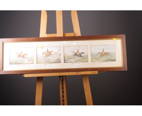 After Henry Aitken A group of four fox hunting prints collectively framed, each 14 x 20cm and three others