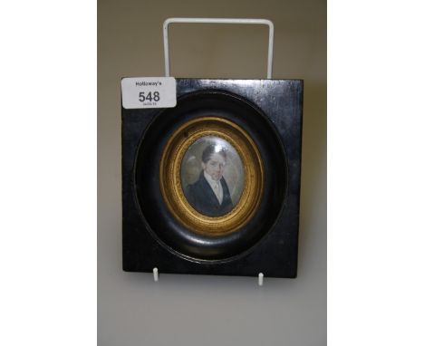 Hippolyte Chapon (Swiss 1790-1840) A portrait miniature on oval ivory panel of a gentleman in a blue coat with a white stock,