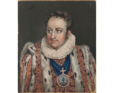 Attributed to Richard Cosway (English 1742-1821) A bust length portrait miniature ‘Cook as Richard III' oil on ivory 10.5 x 8
